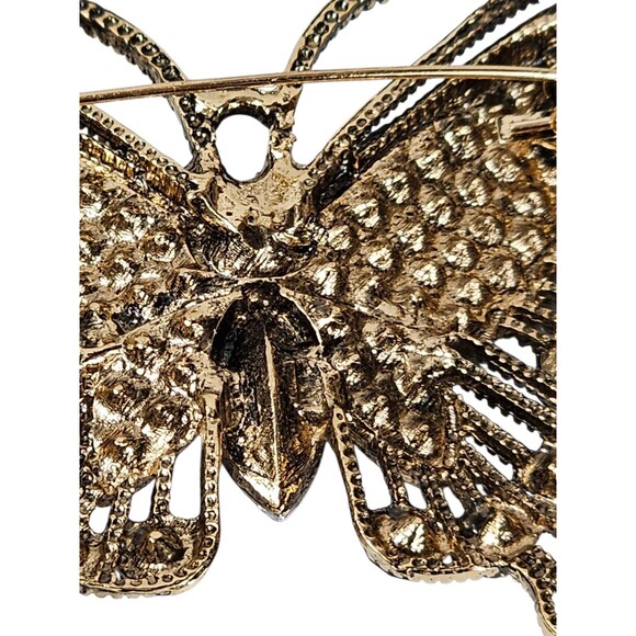 Vintage Rhinestone Butterfly Brooch Pin Gold Tone Pink Blue Purple Sparkle... - Picture 5 of 7